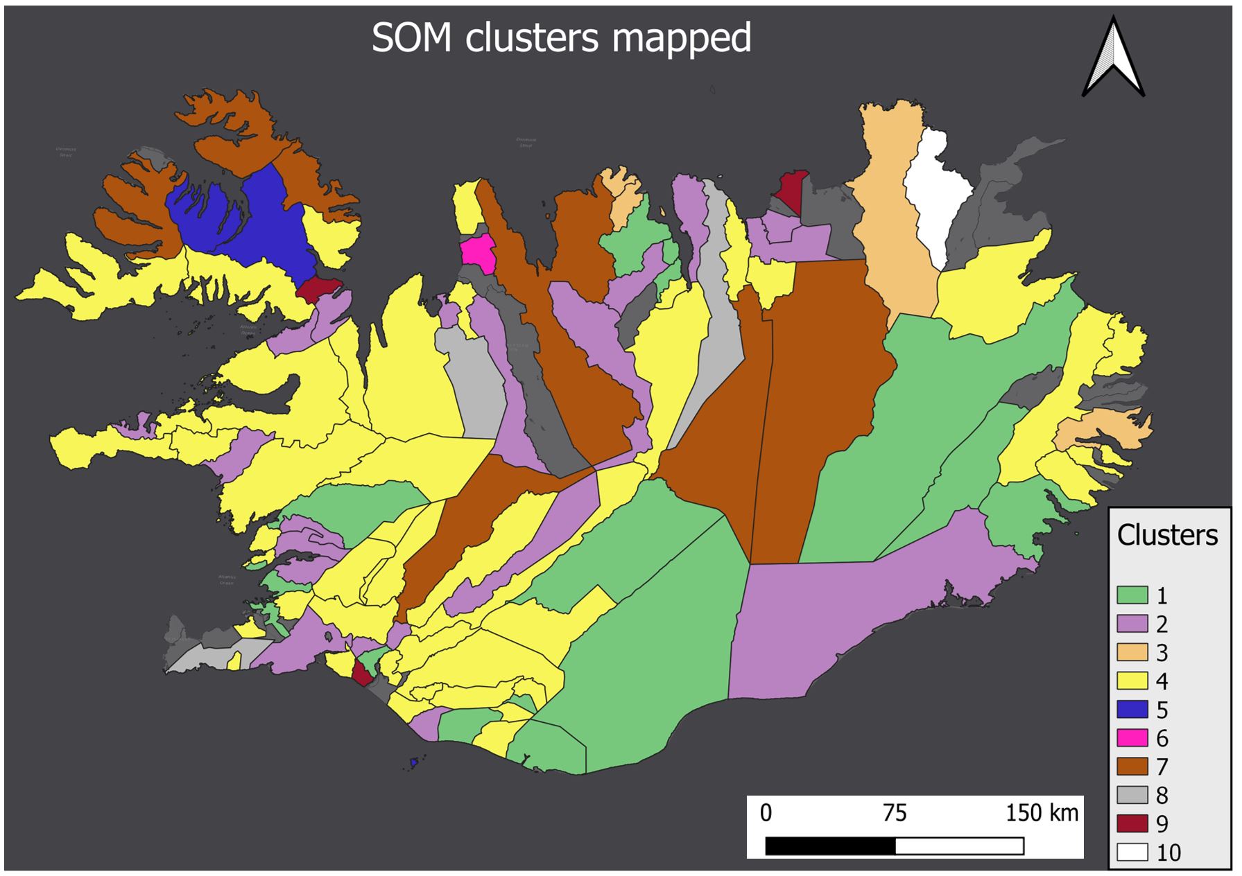 SOM cluster mapped